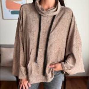 Zara Tan Cowl Neck Sweater Pocho oversized M